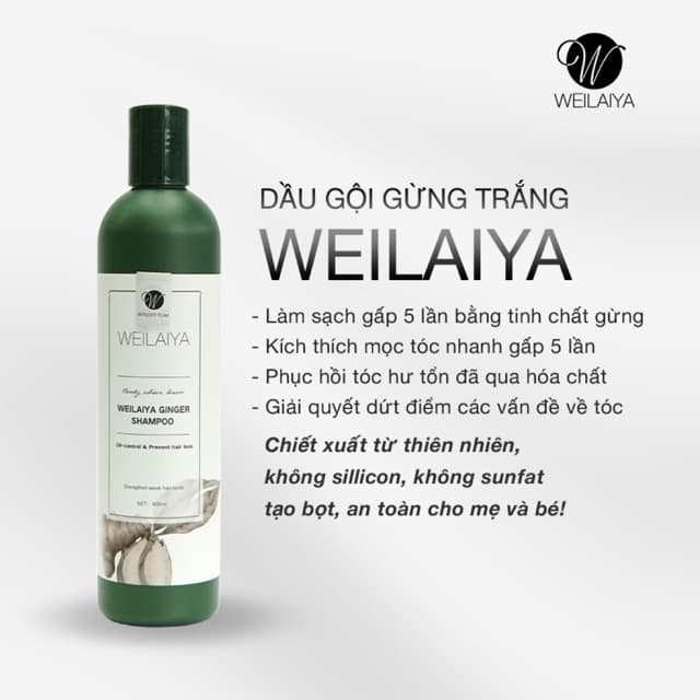 [HCM]Chai dầu gội đầu Weilaiya 400ml tem trắng tóc gầu dầu tinh chất gừng
