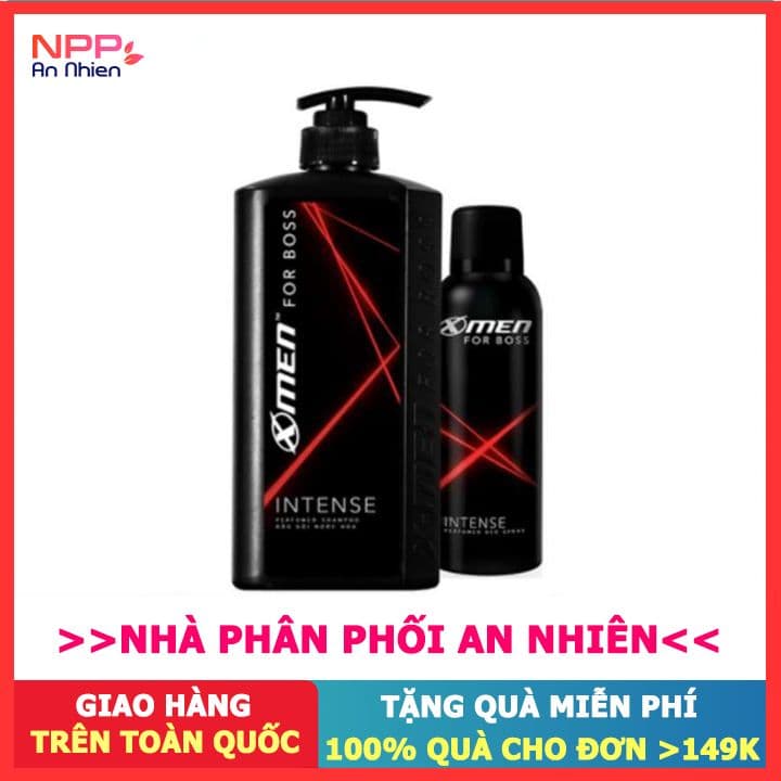 Combo Dầu gội nước hoa xmen intense 650g + Xịt khử mùi 15ml - NPP AN NHIÊN