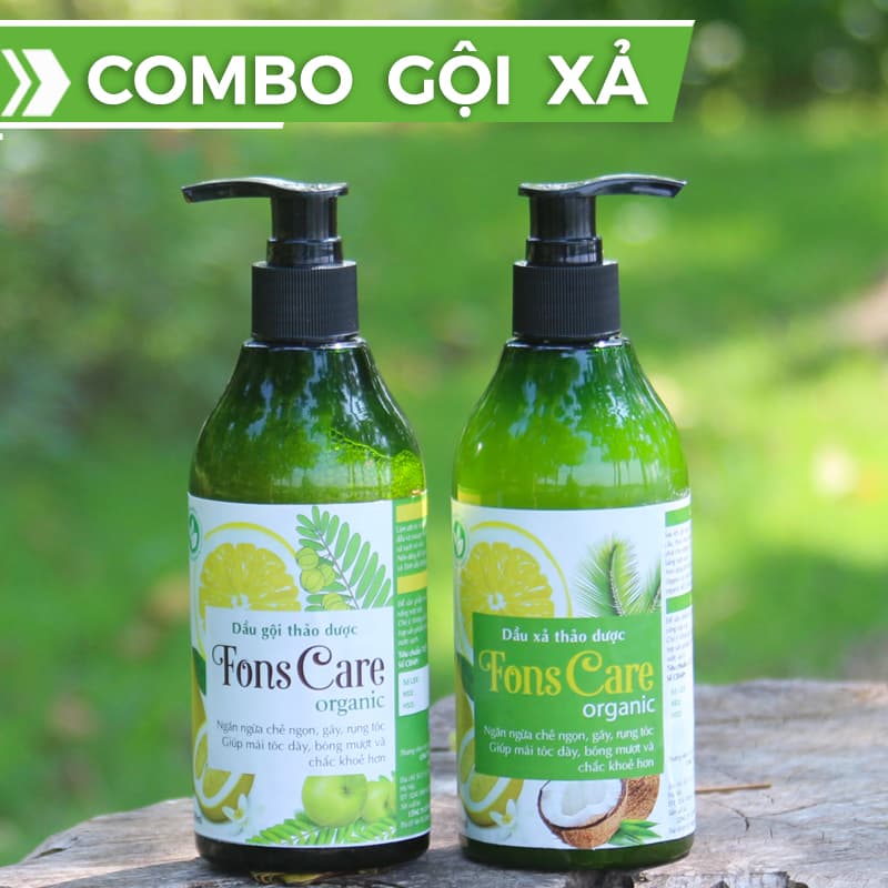 Combo Cặp Dầu Gội & Xả Trị rụng tóc Tinh dầu Bưởi và Thảo Dược Thiên Nhiên Fons Care 300ml