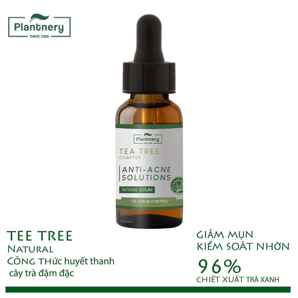 Serum Plantnery Tea Tree - tinh chất trà xanh đậm đặc xóa thâm giảm mụn se khít lỗ chân lông 30 ml.
