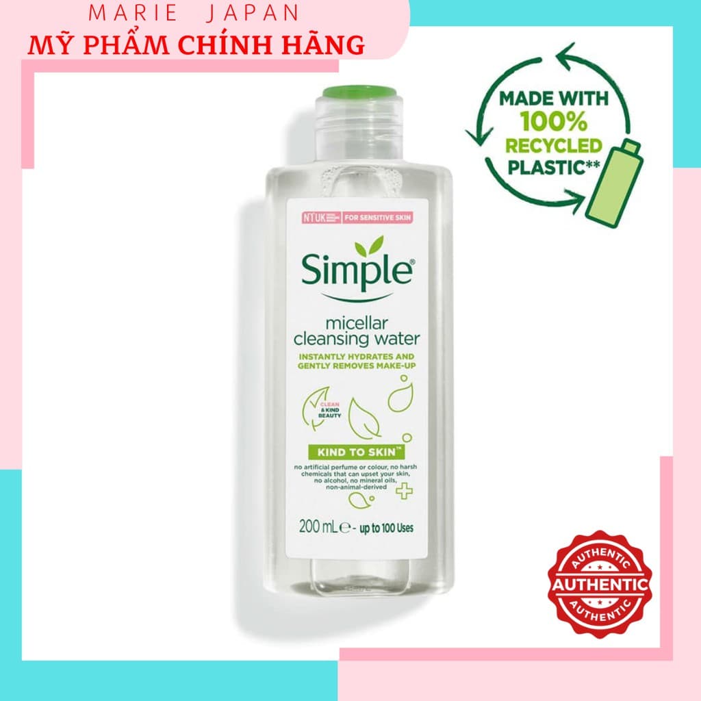 [HCM]Nước Tẩy Trang Simple Micellar Cleansing Water 200ml