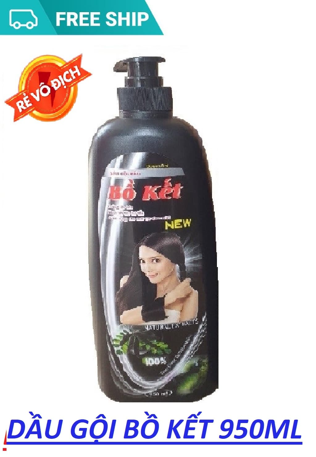 [HCM]DẦU GỘI ĐẦU BỒ KẾT ĐEN GIÚP TÓC SUÔNG MƯỢT ÓNG Ả 950ML/CHAI