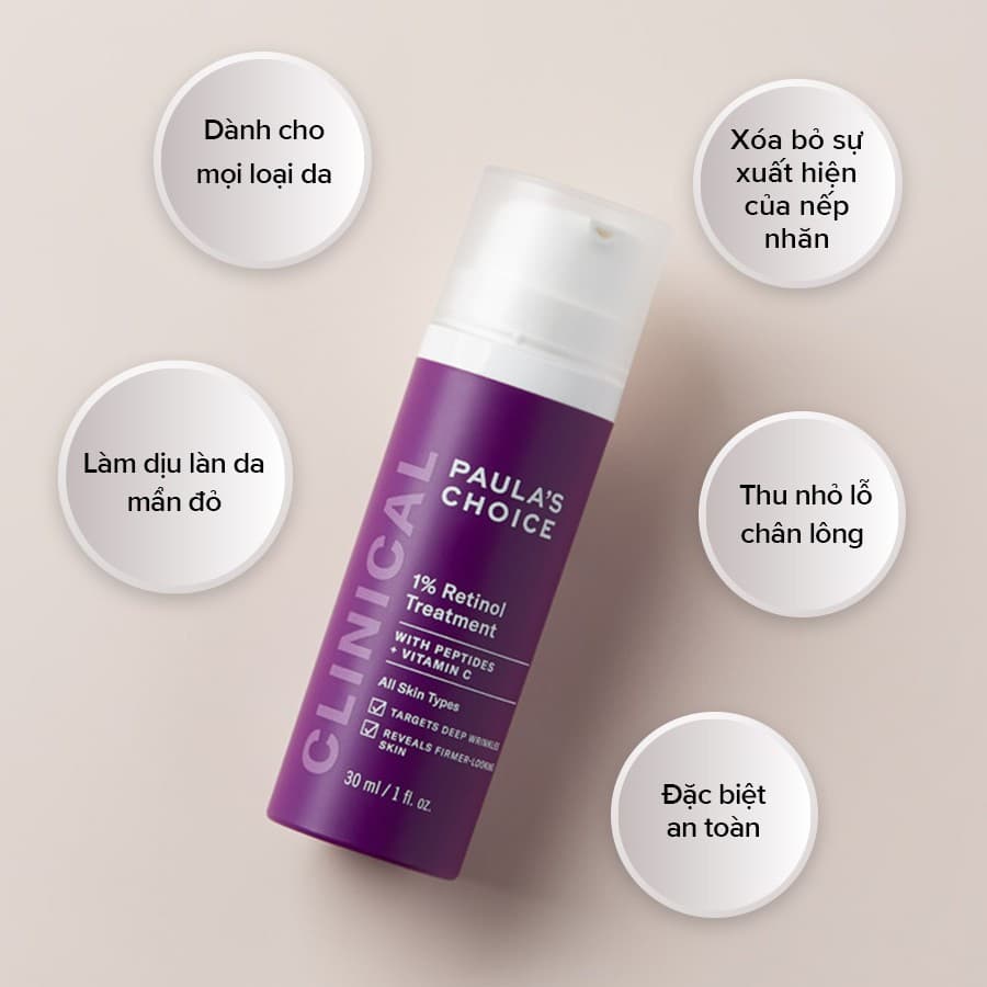 Tinh Chất Paula’s Choice Ngừa Lão Hóa Nám & Nếp Nhăn 30ml Clinical 1% Retinol Treatment