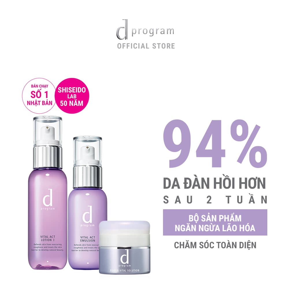 [ƯU ĐÃI ĐẶT TRƯỚC 9.9] Bộ Sản Phẩm Kem và Sữa Dưỡng Ngăn Ngừa Lão Hoá dprogam vital act TẶNG Nước dưỡng ngăn ngừa lão hóa - Kem chống nắng trang điểm BB và Máy xông mặt d program