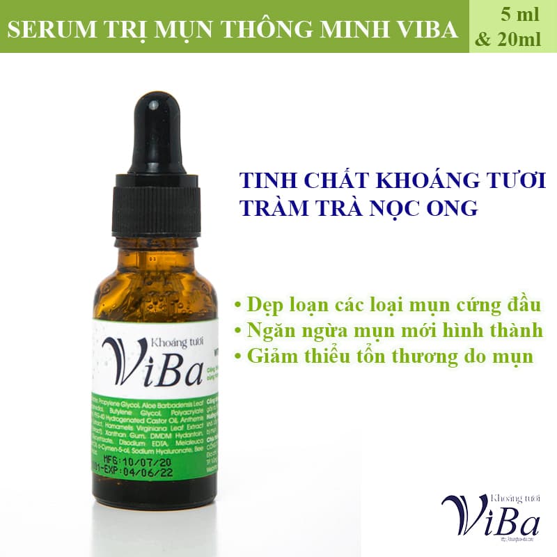 [HCM]SERUM TRỊ MỤN THÔNG MINH VIBA - TINH CHẤT KHOÁNG TƯƠI KẾT HỢP TRÀM TRÀ NỌC ONG - 20ml