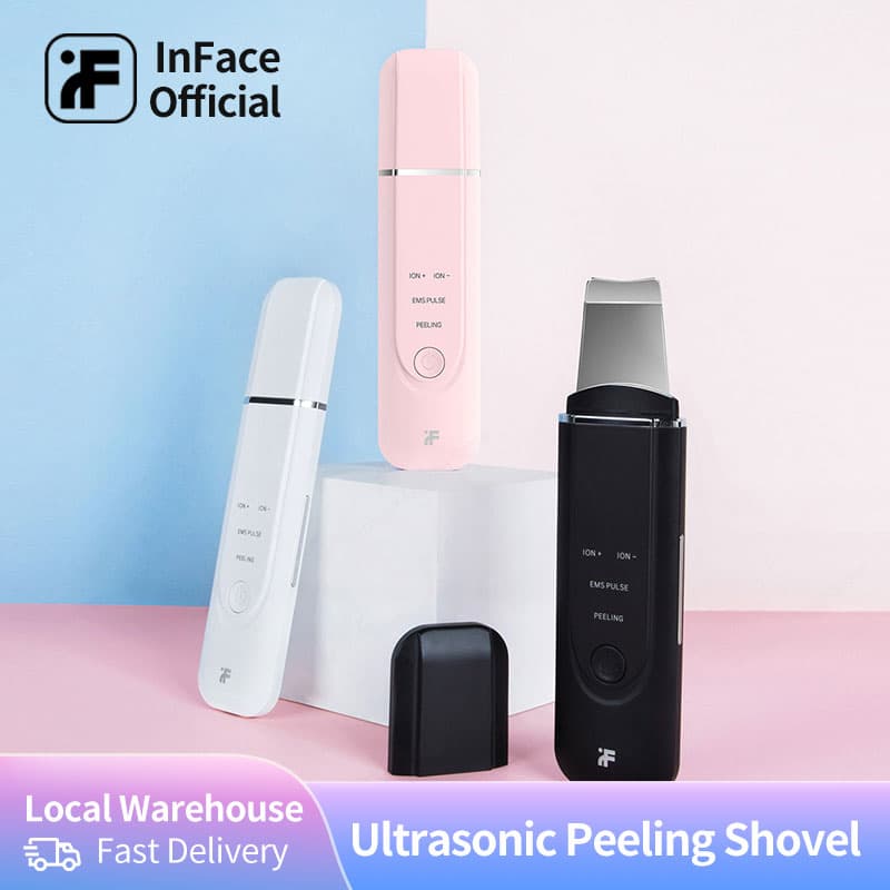 【Allbe siêu hot】XIAOMI Ultrasonic Facial Scrubber Cleaner Ion Acne Blackhead Remover Peeling Shovel Beauty Facial Massager Dụng cụ chăm sóc da