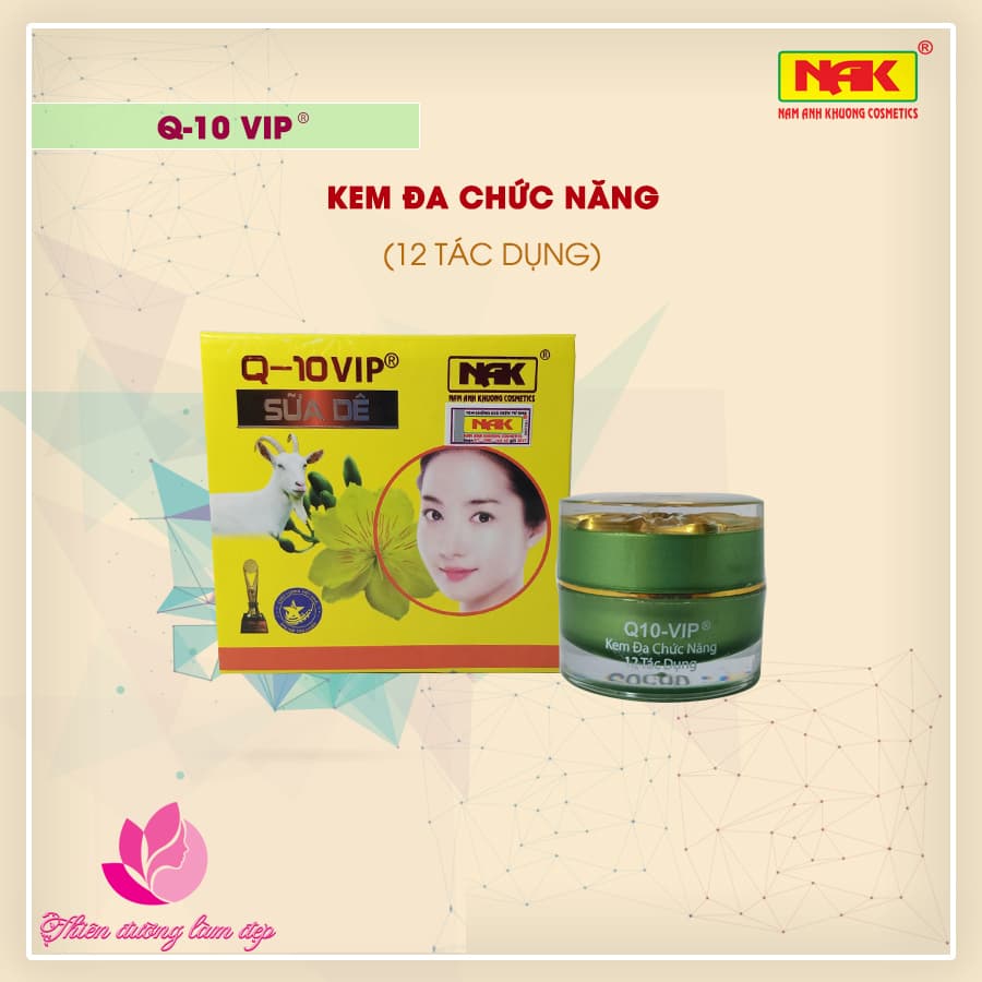 Kem dưỡng trắng da đa năng 12 tác dụng Vip Q-10 SỮA DÊ - 40g