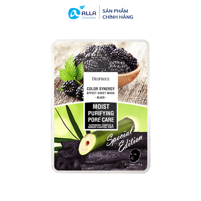 Mặt Nạ Giấy Kết Hợp Thanh Lọc Thải Độc Cho Da DEOPROCE Color Synergy Effect Sheet Mask Black 20g/miếng