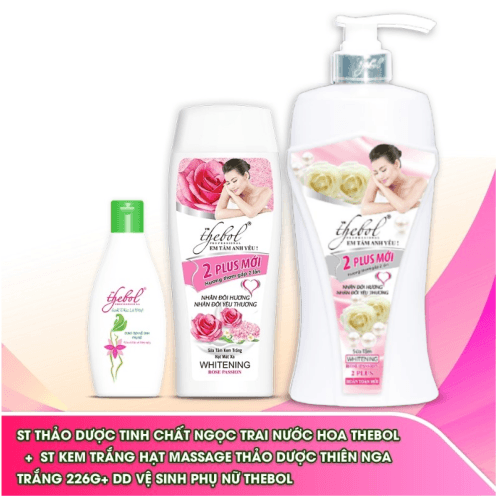 [HCM]Sữa tắm nước hoa tinh chất ngọc trai thảo dược dưỡng ẩm trắng da Thebol 2plus 650g + Sữa tắm trắng da hạt masage Thebol 226g + Dung dịch vệ sinh phụ nữ cao cấp Thebol 200g