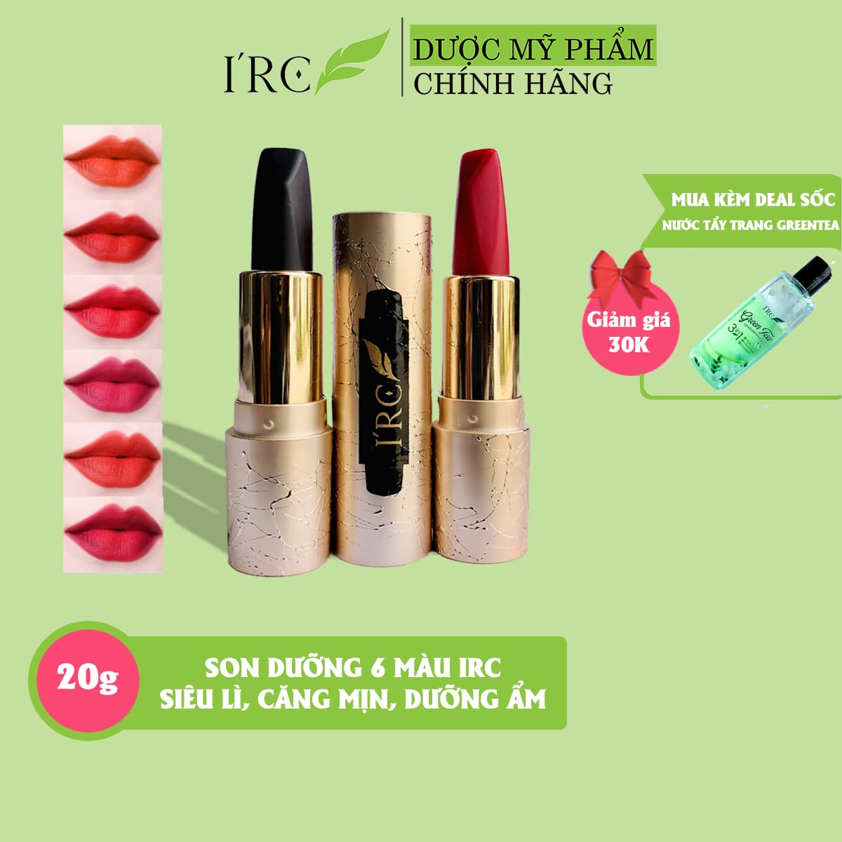 Son dưỡng siêu lì 6 màu IRC 06 Color giảm thâm căng mịn chống nứt nẻ công nghệ khóa màu siêu lì Hàn Quốc