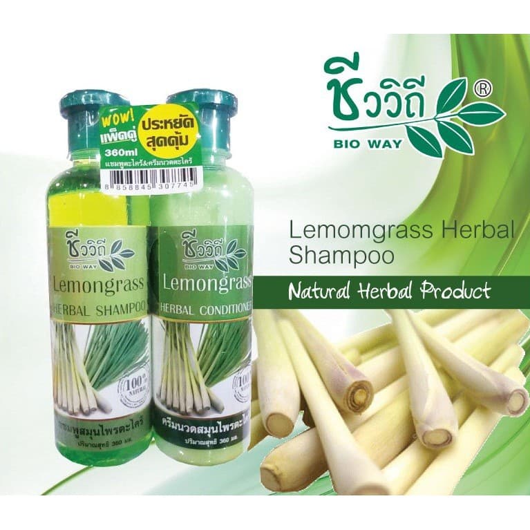 Bộ Dầu Gội Xả Thảo Dược Chanh Xã Thái Lan Ngăn Tóc Gảy Rụng Kích Thích Mọc Tóc