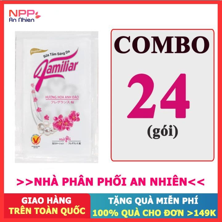 Combo 24 gói sữa tắm dưỡng da Familiar hương hoa anh đào 5ml- NPP AN NHIÊN
