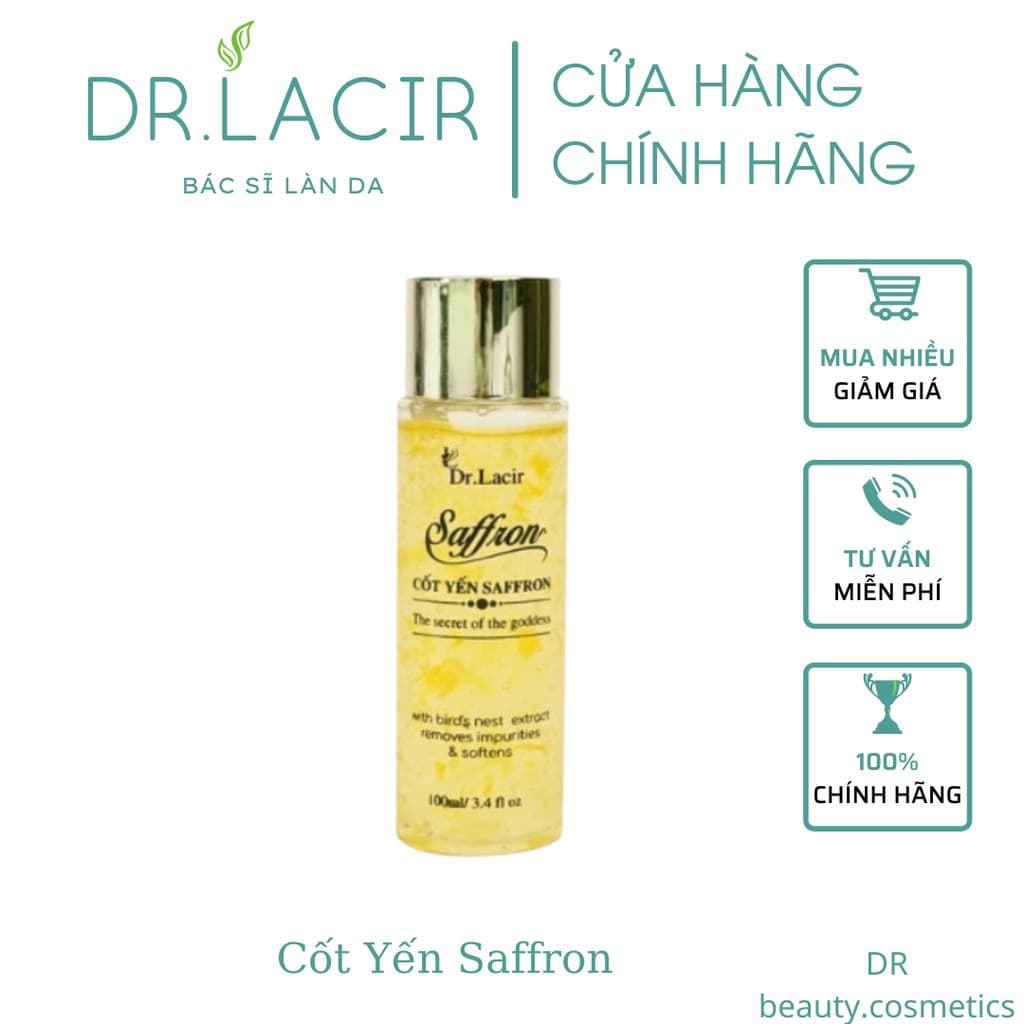 Toner Cốt Yến Safron Drlacir Chai 100mlCân Bằng Độ Ẩm Trên DaGiúp Co Nhỏ Lỗ Chân LôngGiúp Làm Sạch Sâu Cặn Bã