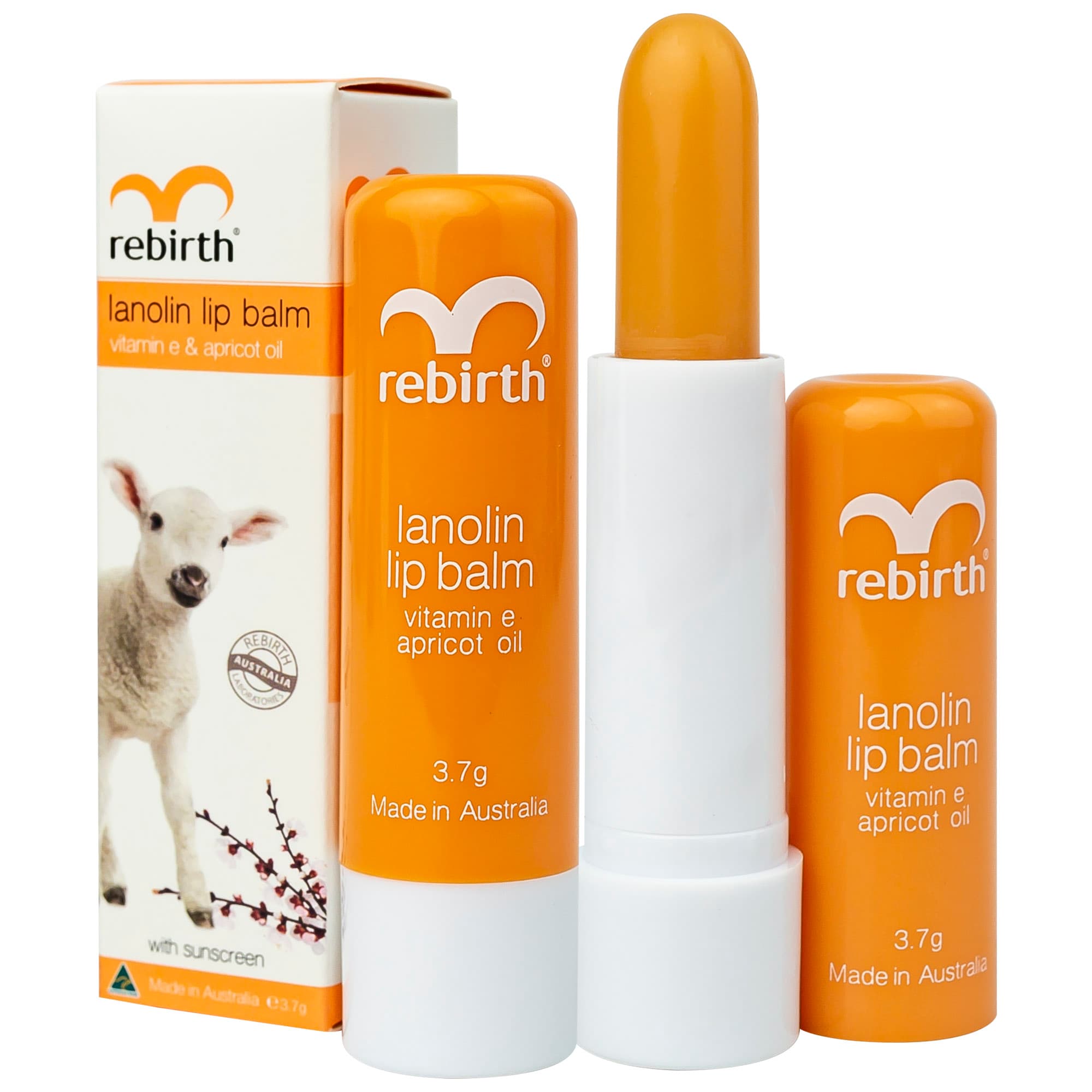 Thanh lý - Son dưỡng môi cừu Rebirth lanolin lip balm 4g (HSD: 11-2021)