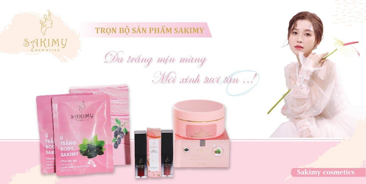 Body Sakimy Tặng Sirum Siêu Kích Trắng + Son Kem Sakimy + Ủ Trắng Sakimy ( Chính Hãng)