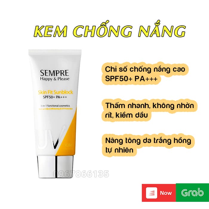 Kem chống nắng nâng tông da kiềm dầu GEO SEMPRE Happy & Please SPF 50+ PA +++ 50ml dưỡng da