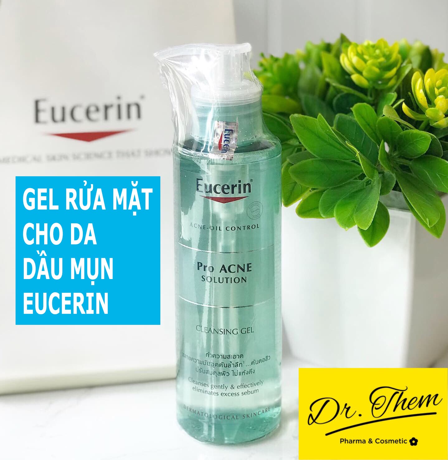 Sữa Rửa Mặt Eucerin Cho Da Dầu Mụn Eucerin Pro ACNE Solution Cleansing Gel 200ml - 400ml - Dược Mỹ Phẩm Dr Thêm