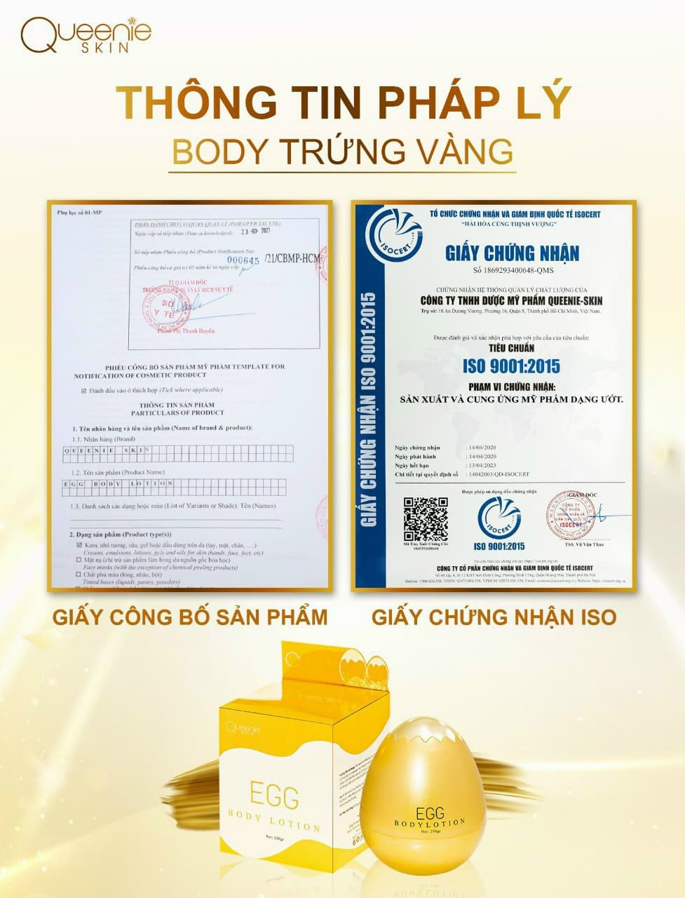 Body trứng gà vàng  tặng serum kích trắng