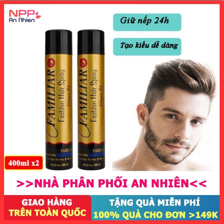 Combo 2 chai keo xịt tóc tạo kiểu Familiar 400ml hương mới (Không rít tóc)- NPP AN NHIÊN