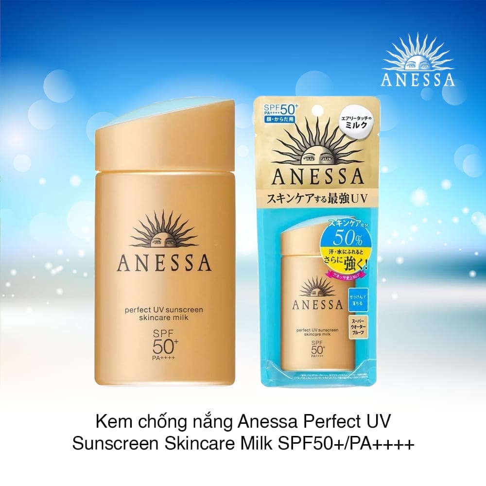 Kem Chống Nắng Anessa Perfect UV Sunscreen Skincare Milk Spf 50+ Pa++++ (60ml) - Dưỡng da và bảo vệ da tối đa với kết cấu mỏng nhẹ khô ráo.