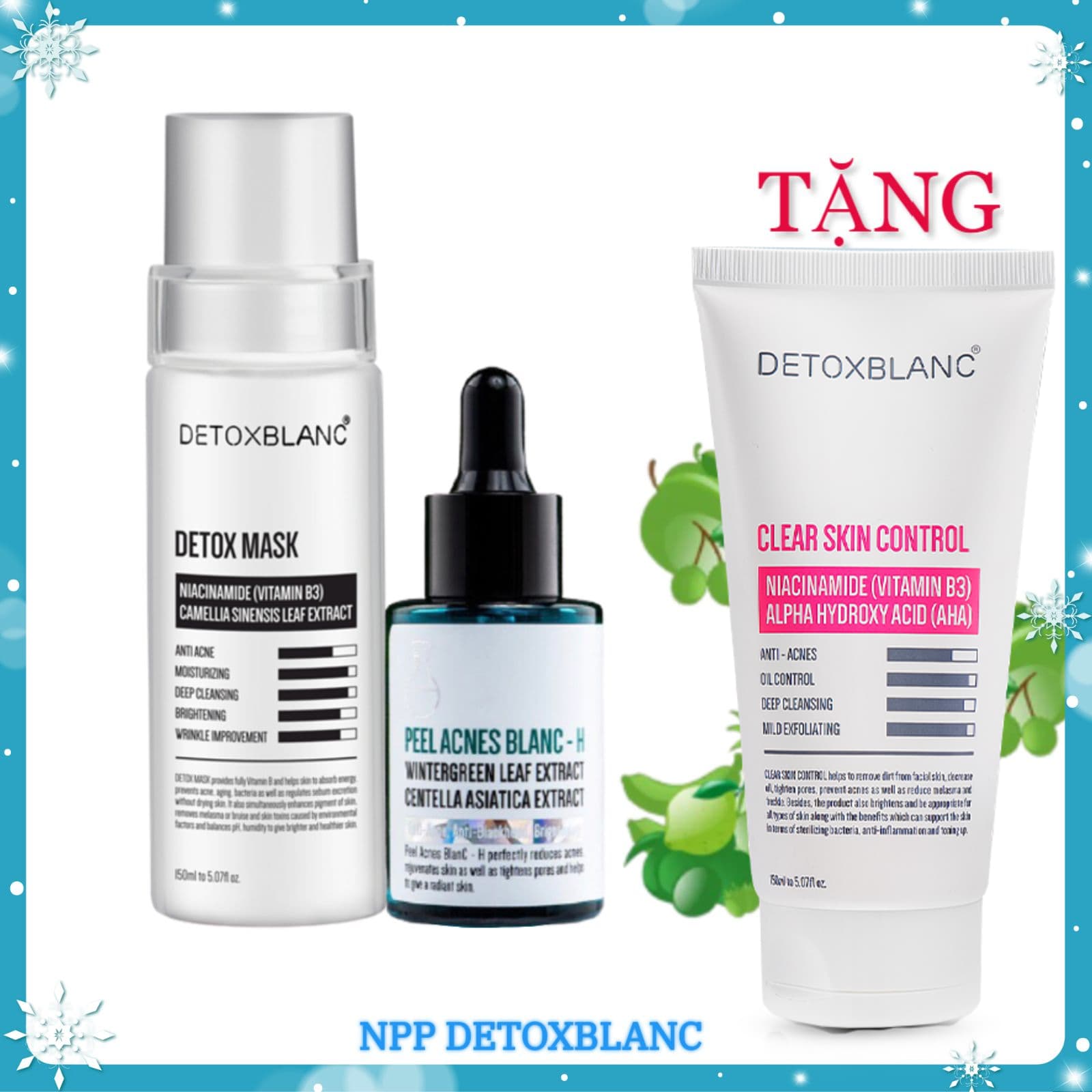 Combo trị mụn thâm Detox BlanC tặng sữa rửa mặt sinh học