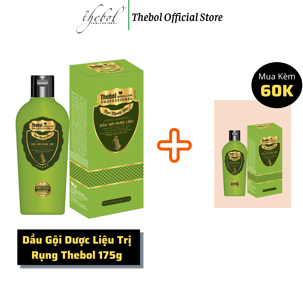 Dầu Gội Giảm Rụng kích thích mọc tóc mềm mượt Chiết Xuất Từ Dược Liệu Sạch Thebol 175g (Combo 2 Chai)