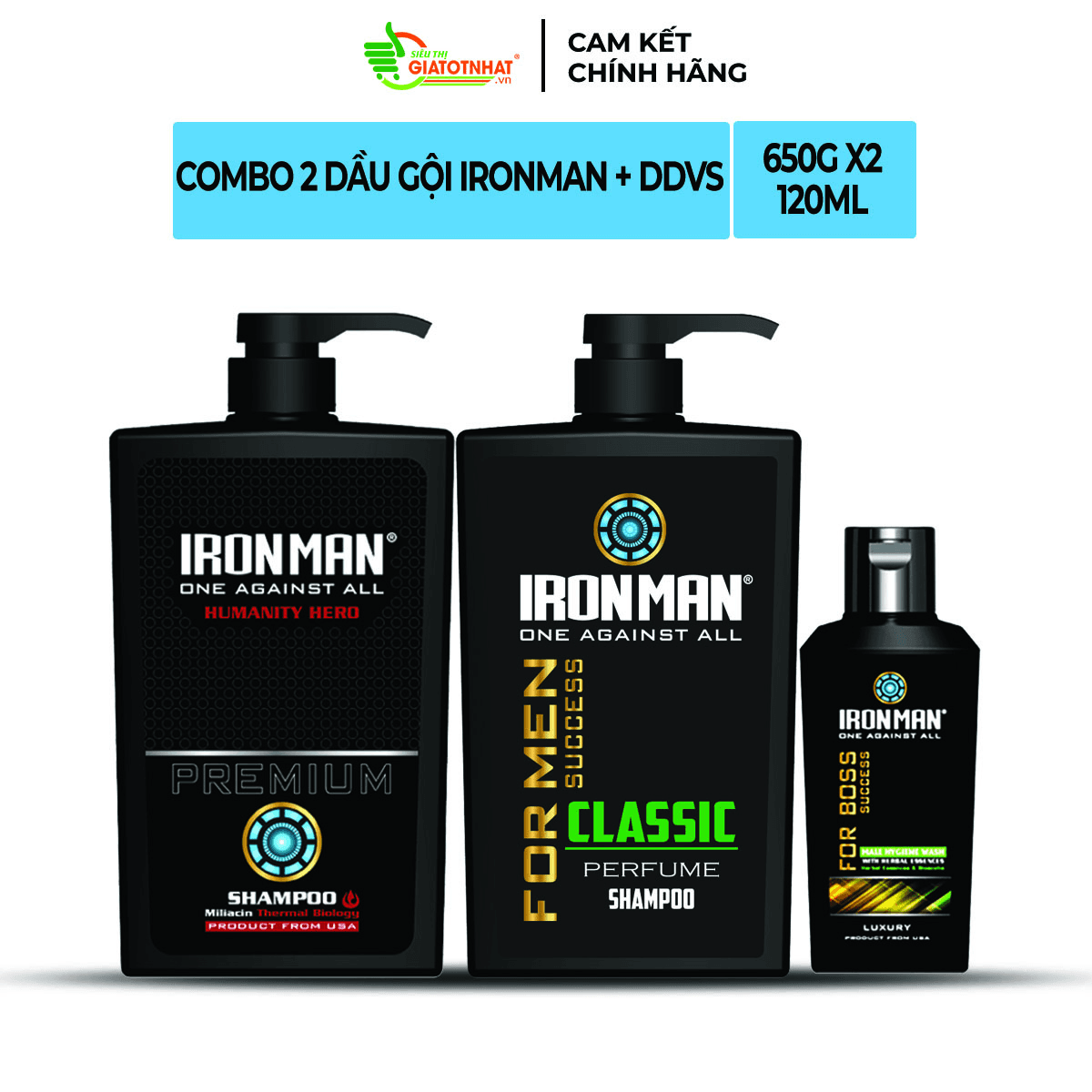 [HCM]Dầu gội nam hương nước hoa Humanity Hero 650g + Dầu gội nước hoa Forboss Classic và dung dịch vệ sinh nam tinh chất thảo dược 120g