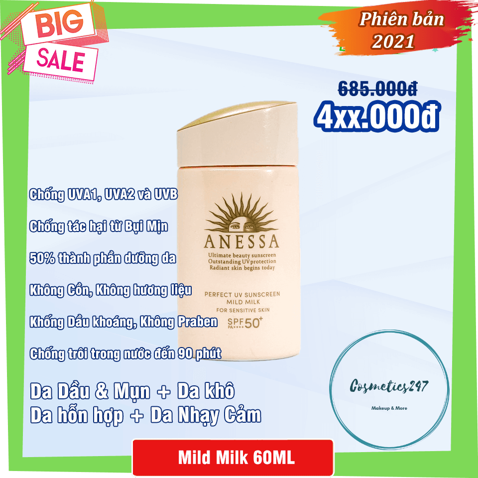 Kem chống nắng Anessa Mild Milk dành cho da nhạy cảm