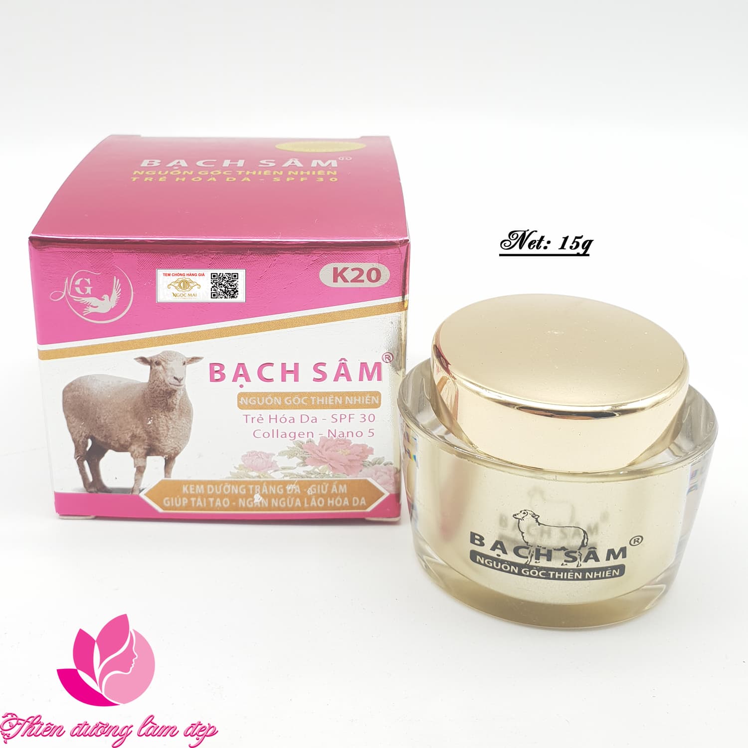 [HCM]Kem BẠCH SÂM kem dưỡng trắng da mặt giữ ẩm da giúp tái tạo chống lão hóa da Bạch Sâm Nhau Thai Cừu K20 15g