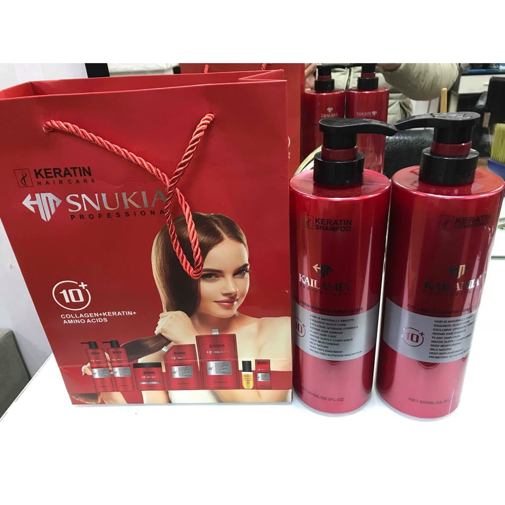 Dầu gội xả Kailamia Collagen Keratin Amino Repair 800ml chống rụng tócbạc tóc và kích thích mọc tóc.