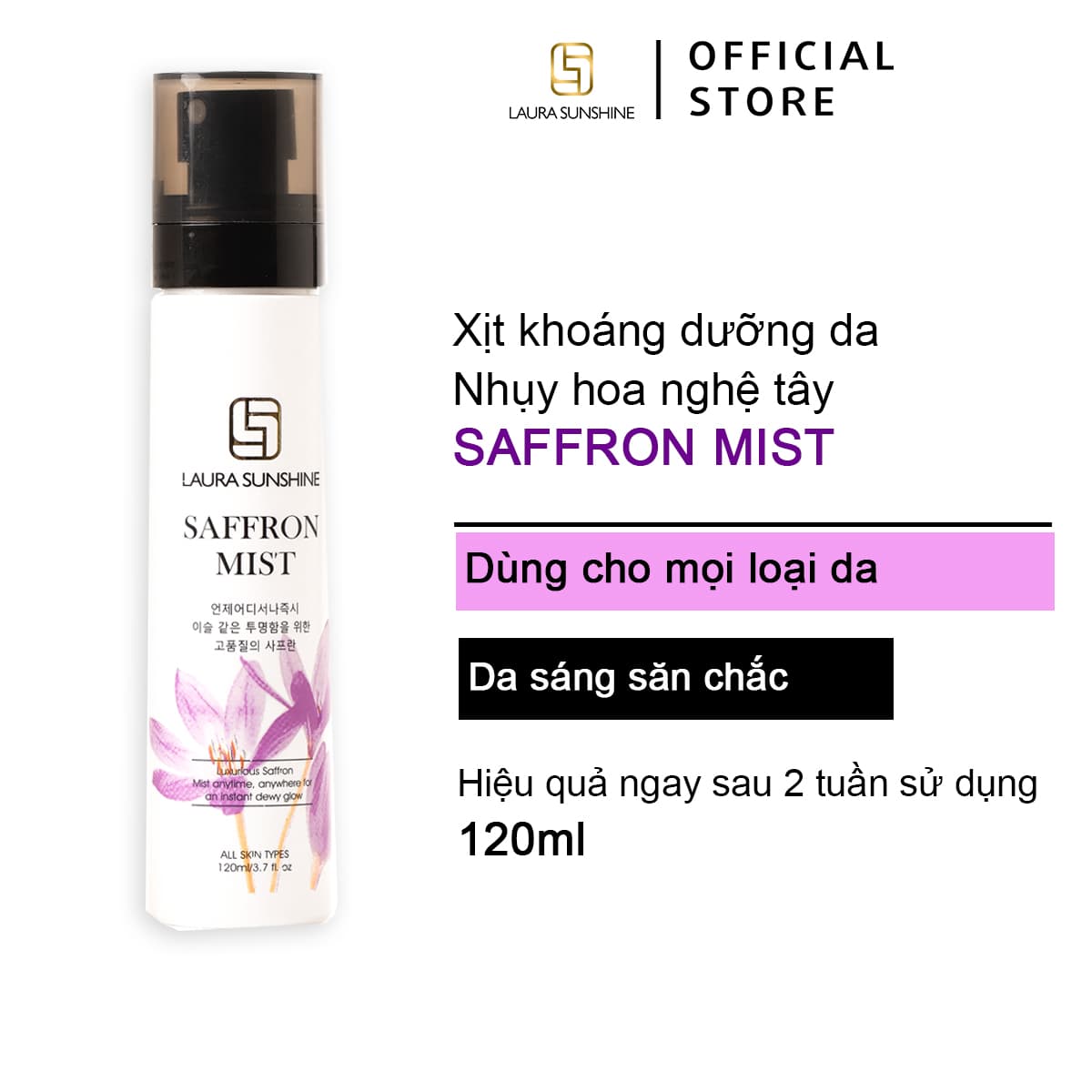 [HCM]Xịt khoáng dưỡng da Nhuỵ hoa nghệ tây Laura Sunshine Saffron Mist - 120ml