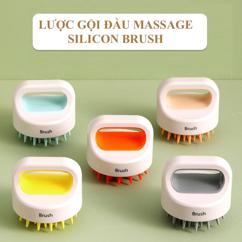 Lược Gội Đầu Silicon Massage Đầu Gai Mềm Cứng Lược Tròn Gỡ Rối Tóc Spa Nữ Dụng Cụ Gội Đầu Tẩy Tế Bào Chết Chăm Sóc Tóc