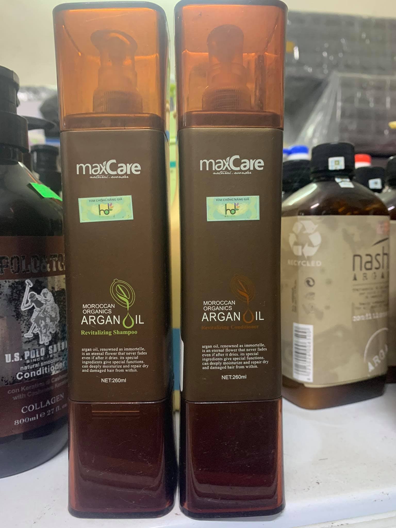 Bộ dầu gội xả tái tạo chuyên sâu Maxcare Argan Oil Revitalizing Shampoo 260ml x 2