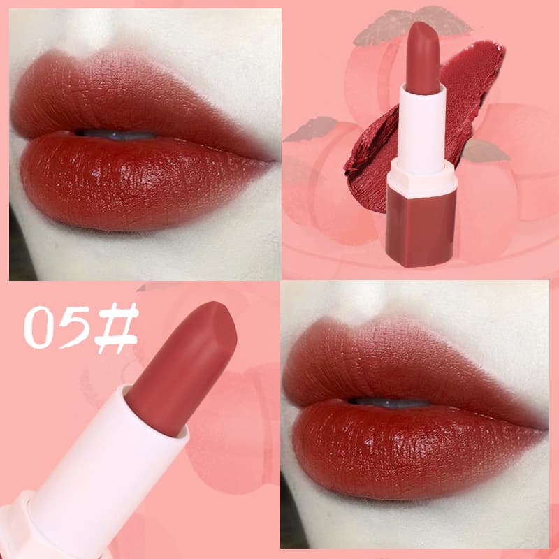 [HCM]【kiss belle shop】 Phong cách mới Son môi hồng đào không thấm nước lâu trôi -6 màu có sẵn（1 thỏi son）