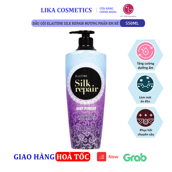 [HCM]Dầu gội Elastine Silk Repair Baby Powder 550ml- HƯƠNG PHẤN EM BÉ