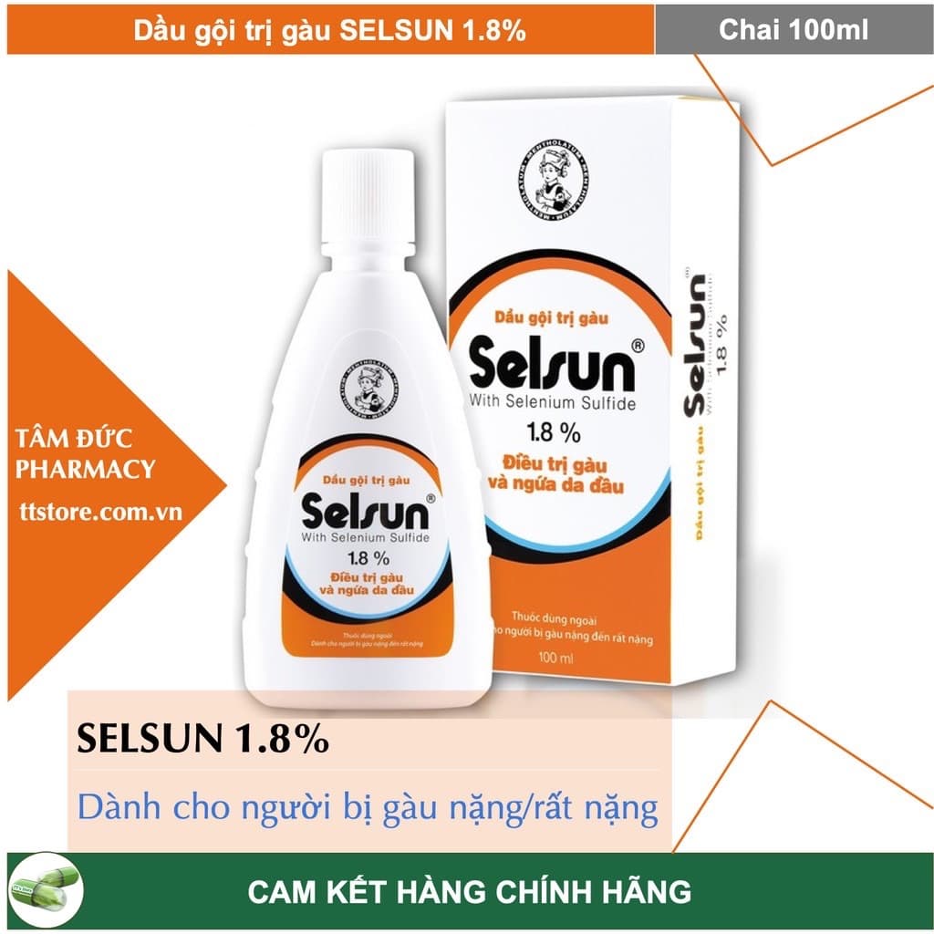 DẦU GỘI SELSUN 1.8% - Dầu gội dùng cho người gàu nặng/rất nặng Selsun 18% 100Ml