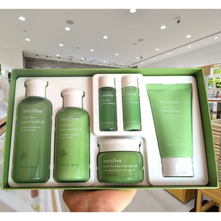 Bộ Dưỡng Da Cân Bằng Trà Xanh 6 Sản Phẩm Innisfree Green Tea Balancing Skin Care Trio Set EX