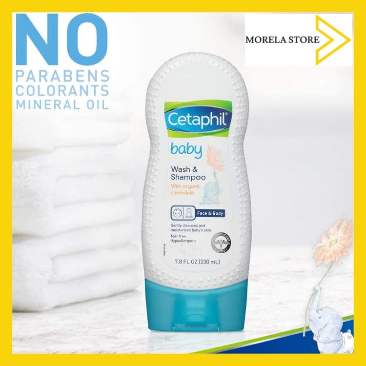 [HCM]Sữa tắm gội cho bé chứa tinh dầu hoa cúc hữu cơ Cetaphil Baby Wash & Shampoo with Organic Calendula 230 ml