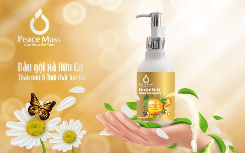 Dầu gội xả hữu cơ Thảo mộc & tinh chất Bạc Hà Peacemass