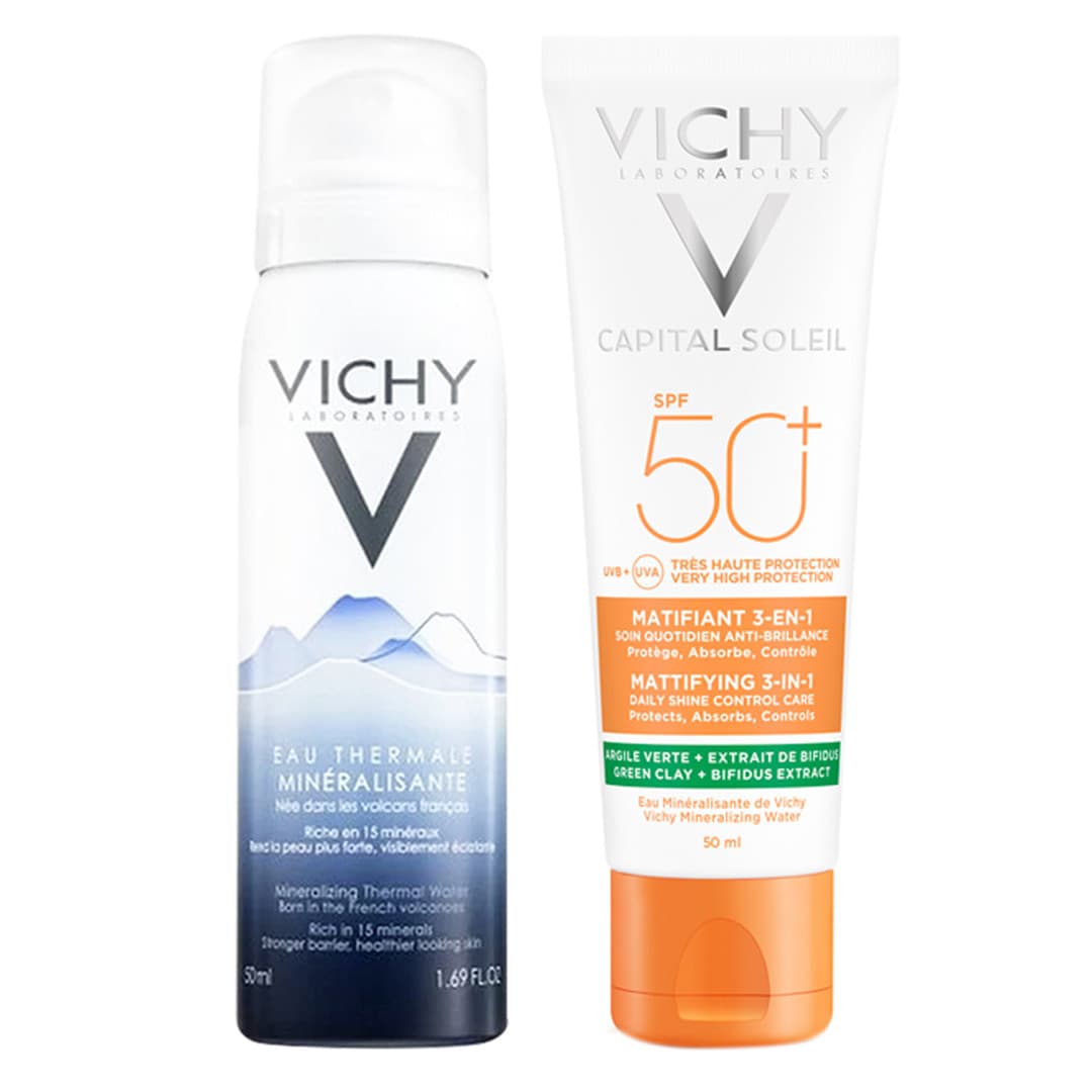[HCM]Combo Vichy Xịt Khoáng Thermal Spa Water 50ml + Kem Chống Nắng Kiềm Dầu Capital Soleil Mattifying 3in1 50ml