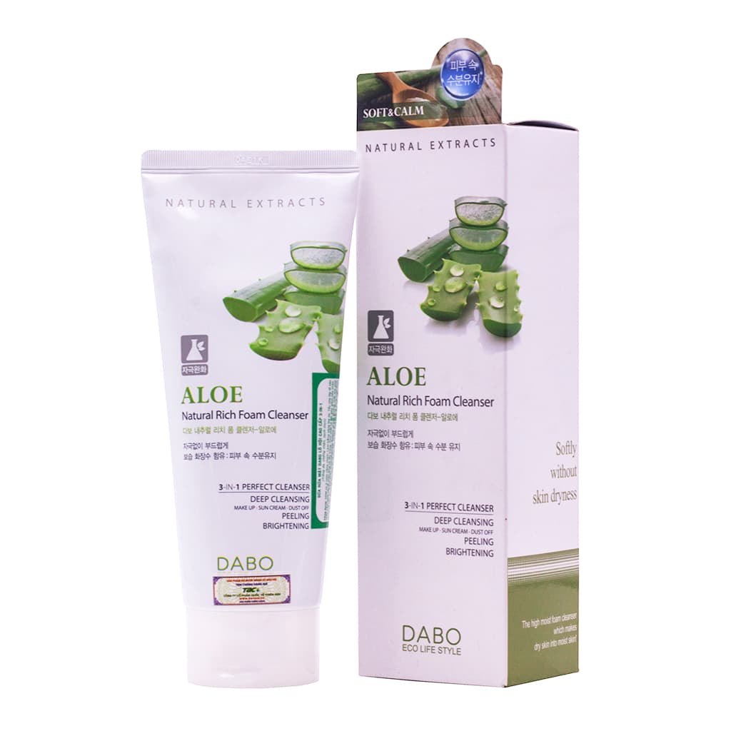Sữa Rửa Mặt Ngừa Mụn Dabo Lô Hội Hàn Quốc Dabo Nature Aloe 3 in 1 – Hàng chính hãng.