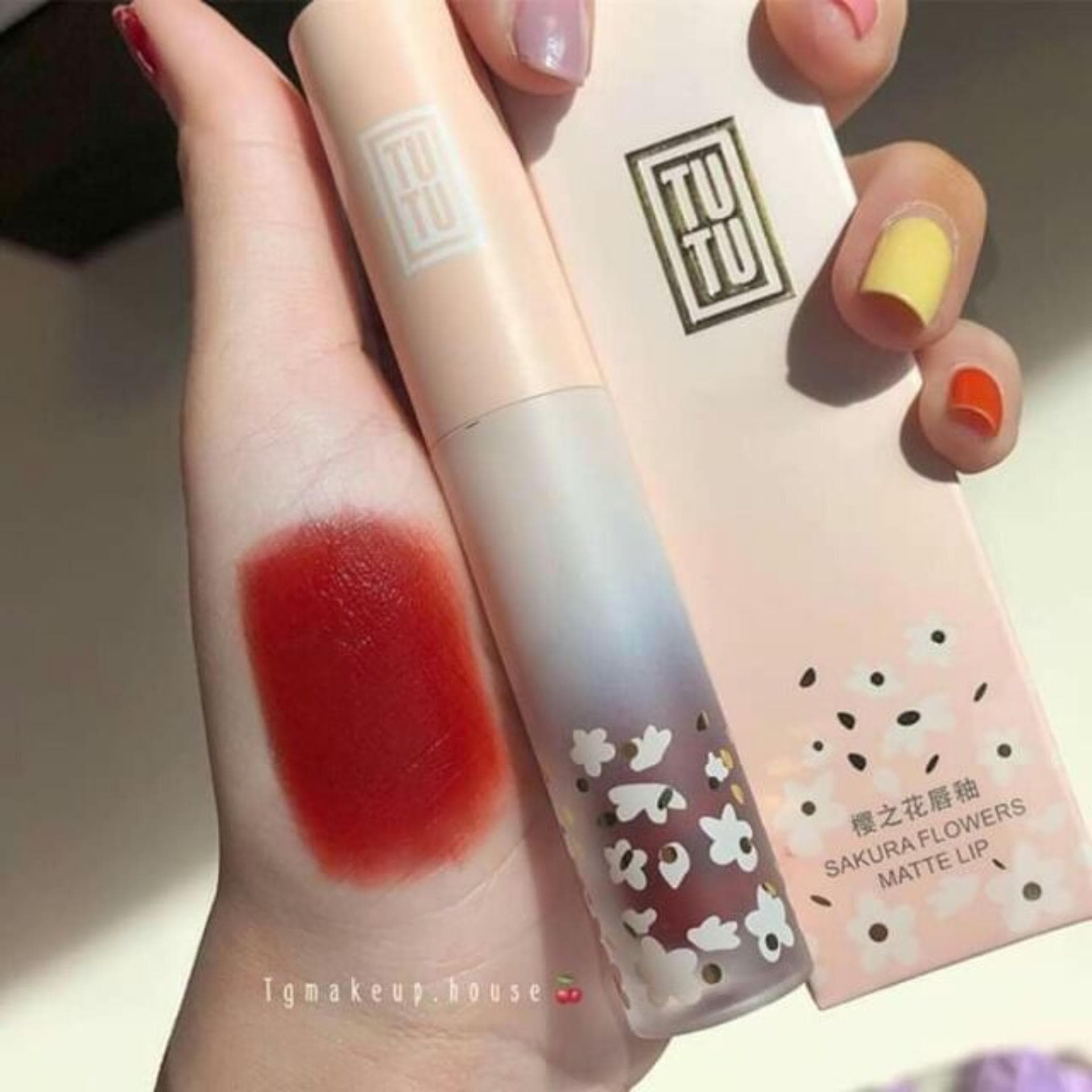 SON KEM LÌ TUTU HOA ANH ĐÀO CAO CẤP 07# Đỏ Tươi