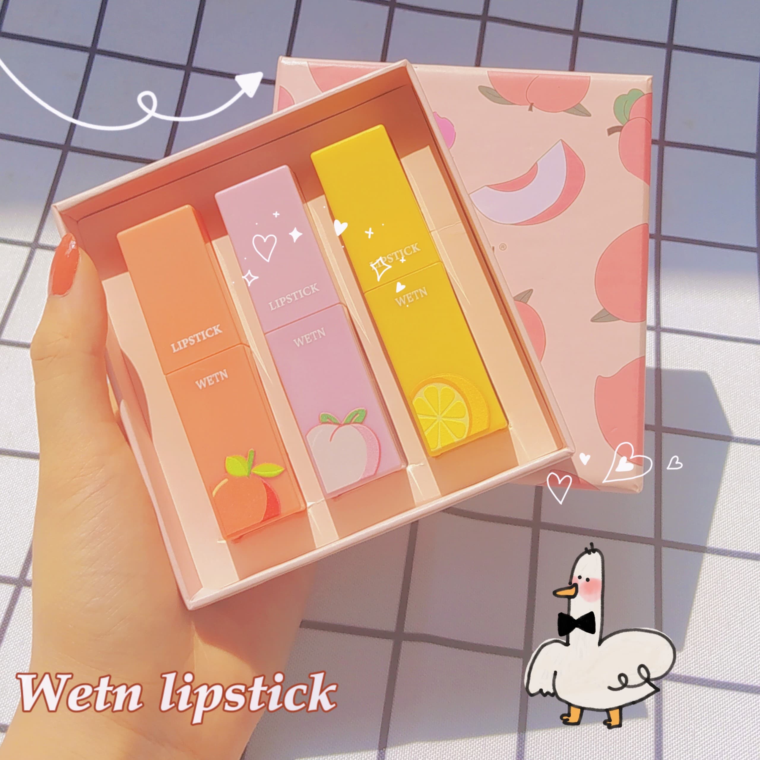 Set 3 thỏi son Wenzhu WETN Fruit Lip Glaze Set Matte Velvet Student Style Lipstick