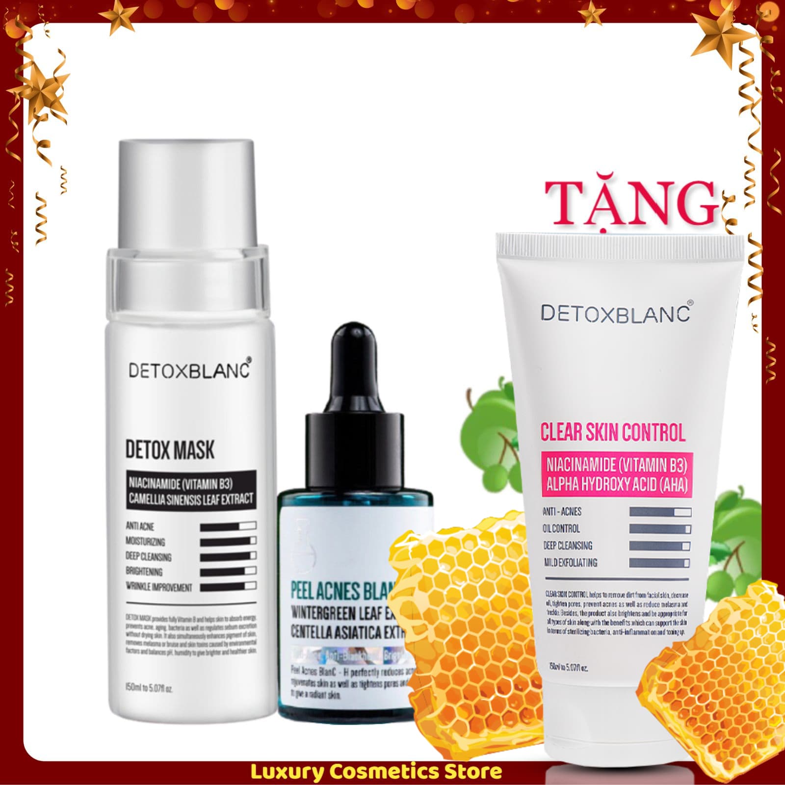 Combo xóa mụn thâm Detox BlanC tặng sữa rửa mặt sinh học