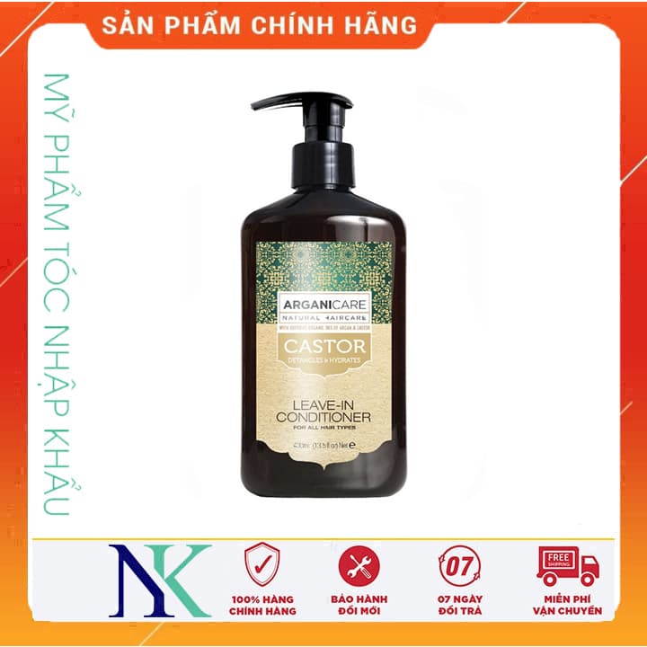 [HCM]Kem Dưỡng Tạo Kiểu Tóc Xoăn Arganicare Castor Leave-In 400Ml