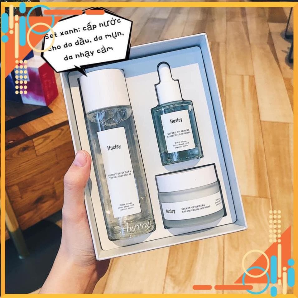 Huxley Hydration Trio  Set dưỡng da 3 bước cơ bản dành cho da dầu mụn