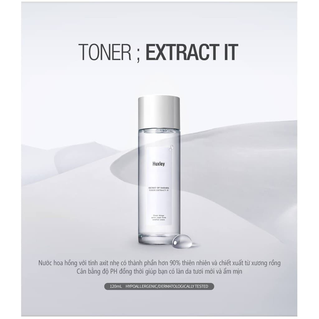 Nước hoa hồng 120ml Huxley (có bill) Toner Extract xương rồng   CHISHOUSE.STORE