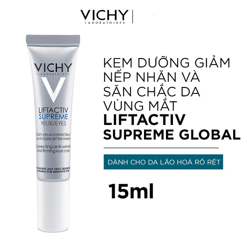 [HCM]Vichy  - Kem dưỡng giúp giảm nếp nhăn & săn chắc da vùng mắt Vichy Liftactiv Eyes Supreme Global Anti-Wrinkle & Firming Care 15ml