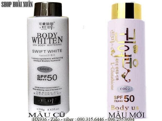 Kem dưỡng trắng da toàn thân body whiten swift white spf 50 pa+++ BODY US QUIFF & COCO MILLY - white body - HX936