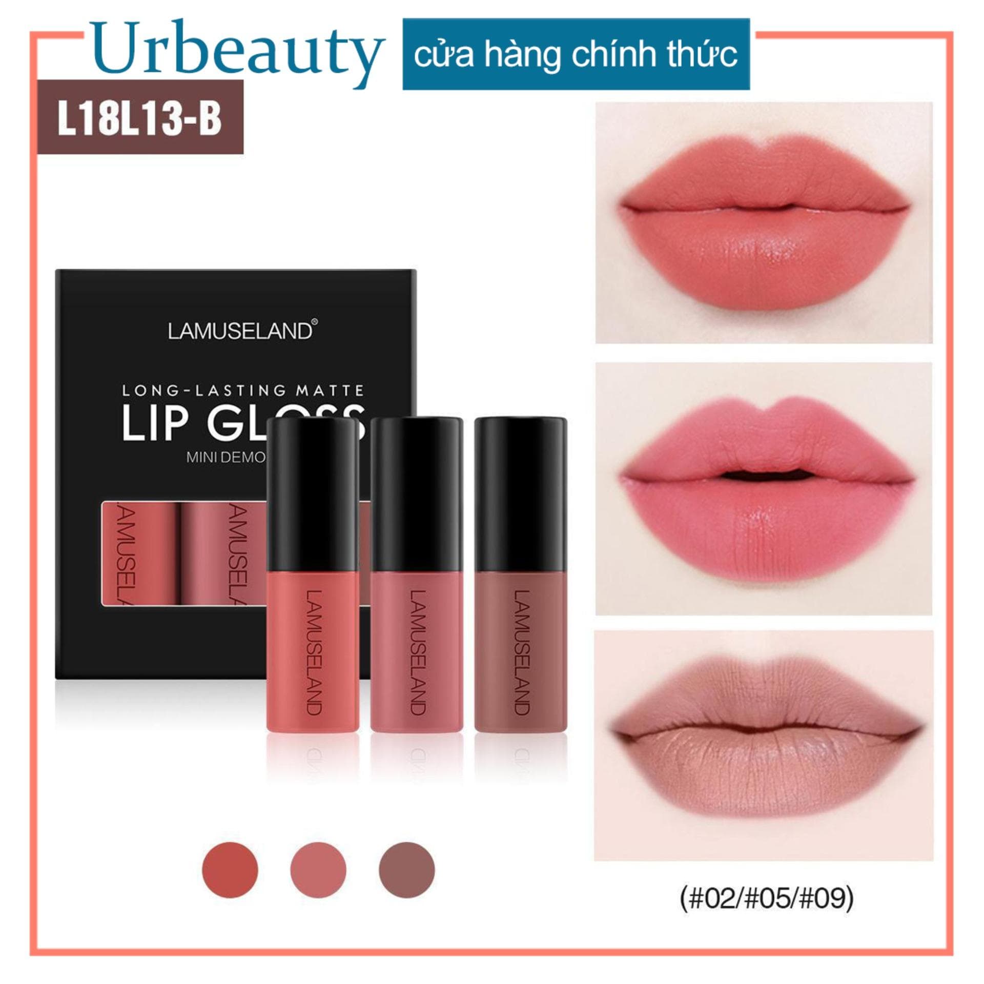 【Urbeauty Mall】SET 3 son kem lì LAMUSELAND hot hit chống nước lâu trôi son nội địa Trung son đẹp son lì siêu mịn